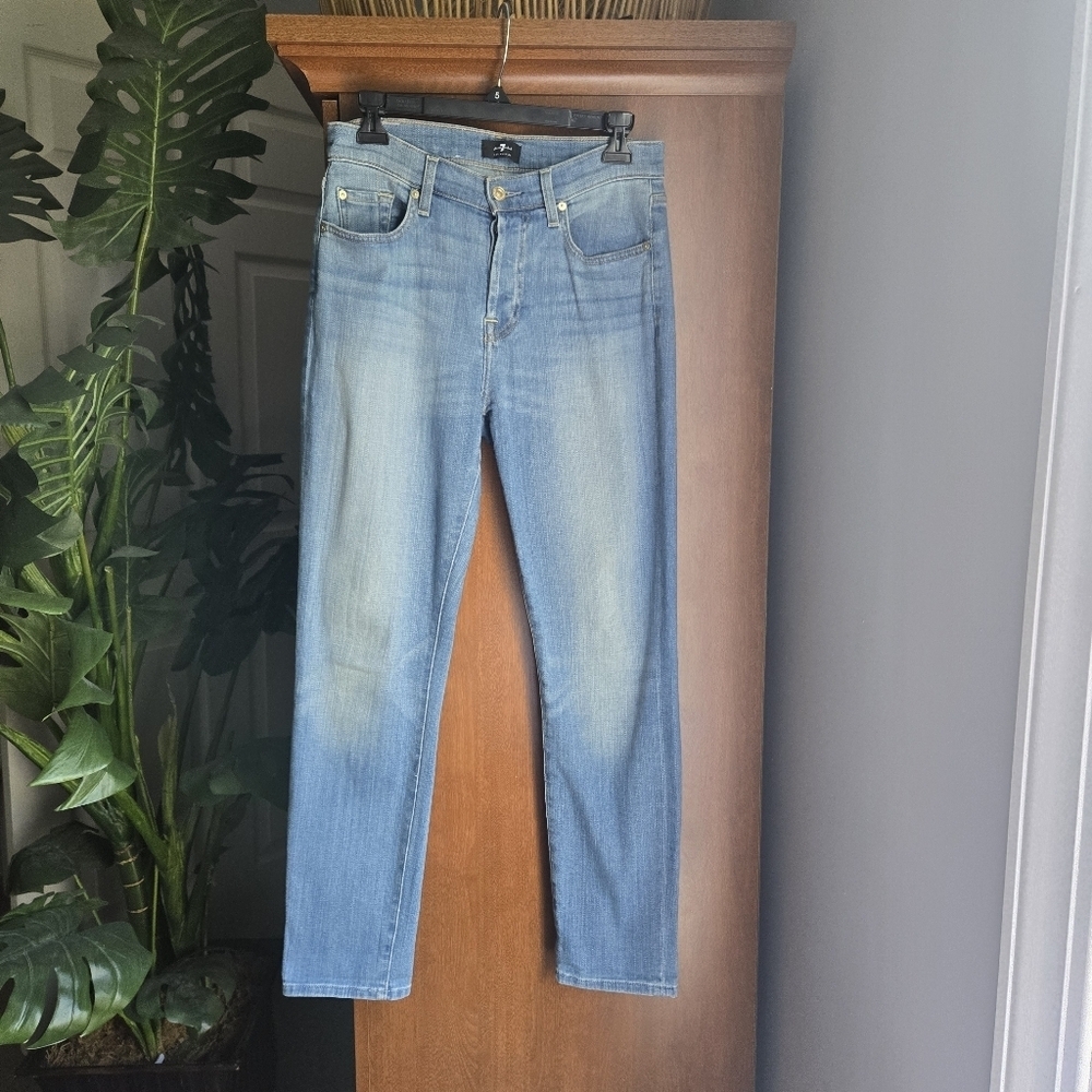 7 For All Mankind Blue Straight Leg Jeans